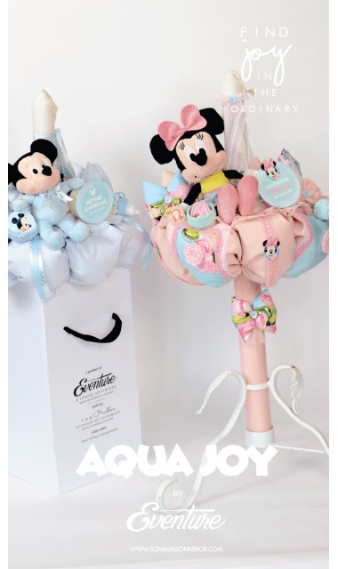 Lumanare de botez pentru fete cu Minnie Mouse, 65x4 cm, Aqua Joy  2